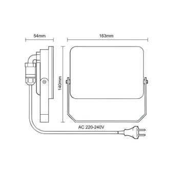 NEDES - Venkovní černý LED reflektor 30W / 4000K - LF7023