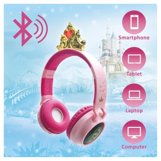 Svítící bezdrátová sluchátka Disney Princezny