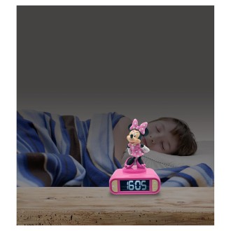 Budík s nočním 3D světlem Myška Minnie