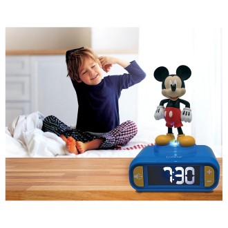 Budík s nočním 3D světlem Myšák Mickey