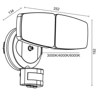 NEDES - Venkovní bílý LED reflektor s PIR senzorem 24W / 3000K / 4000K / 6000K - LFX125