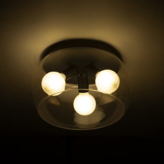 Rendl - AMANDA stropní matná černá čiré sklo 230V LED E27 3x15W Barva/Materiál: jantarové sklo, Barva: Černá