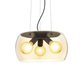 Rendl - AMANDA závěsná matná černá kouřové sklo 230V LED E27 3x15W Barva/Materiál: kouřové sklo, Barva: Černá