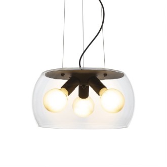 Rendl - AMANDA závěsná matná černá kouřové sklo 230V LED E27 3x15W Barva/Materiál: kouřové sklo, Barva: Černá