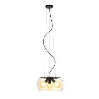 Rendl - AMANDA závěsná matná černá kouřové sklo 230V LED E27 3x15W Barva/Materiál: kouřové sklo, Barva: Černá