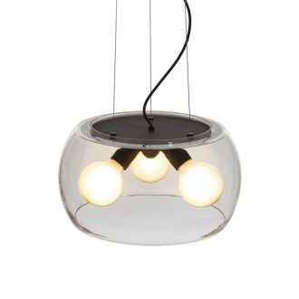 Rendl - AMANDA závěsná matná černá kouřové sklo 230V LED E27 3x15W Barva/Materiál: kouřové sklo, Barva: Černá