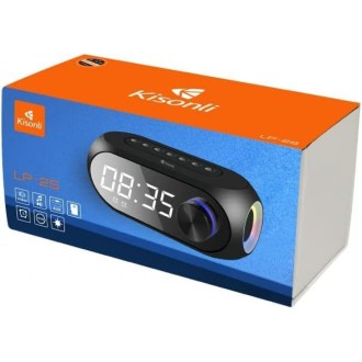 Kisonli LP-2S reproduktor, Bluetooth, hodiny, SD, FM, AUX, RGB, Černá