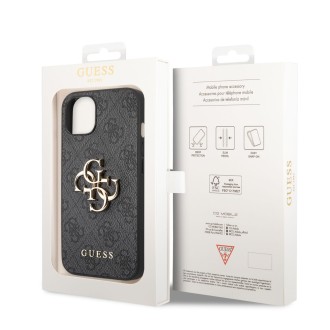 Guess PU 4G Metal Logo Zadní Kryt pro iPhone 14 Grey