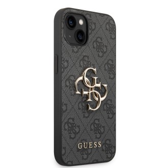 Guess PU 4G Metal Logo Zadní Kryt pro iPhone 14 Grey