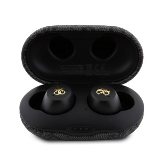 Guess True Wireless 4G PU Metal Logo BT5.3 Stereo Earphones Black