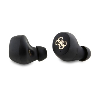 Guess True Wireless 4G PU Metal Logo BT5.3 Stereo Earphones Black