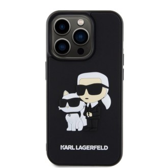 Karl Lagerfeld 3D Rubber Karl and Choupette Zadní Kryt pro iPhone 13 Pro Black