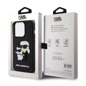 Karl Lagerfeld 3D Rubber Karl and Choupette Zadní Kryt pro iPhone 13 Pro Black
