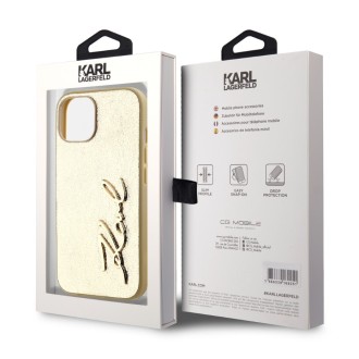 Karl Lagerfeld Wrinkled PU Signature Logo Zadní Kryt pro iPhone 15 Gold