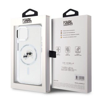 Karl Lagerfeld IML K&CH Heads Metal Frame MagSafe Zadní Kryt pro iPhone 13 Transparent