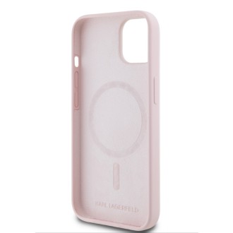 Karl Lagerfeld Liquid Silicone Karl and Choupette MagSafe Zadní Kryt pro iPhone 14 Pink