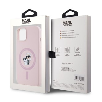 Karl Lagerfeld Liquid Silicone Karl and Choupette MagSafe Zadní Kryt pro iPhone 14 Pink