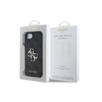 Guess PU 4G Metal Logo Zadní Kryt pro iPhone 16e Šedá
