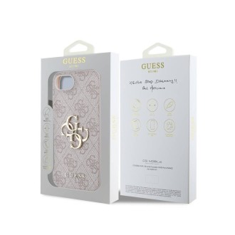 Guess PU 4G Metal Logo Zadní Kryt pro iPhone 16e Růžová