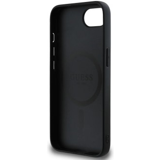 Guess PU 4G Strass Triangle Metal Logo Zadní Kryt pro iPhone 16e Černá
