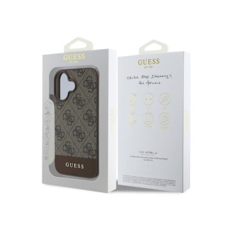 Guess PU 4G Stripe Zadní Kryt pro iPhone 16 Hnědá
