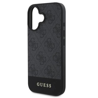 Guess PU 4G Stripe Zadní Kryt pro iPhone 16 Šedá