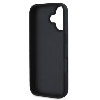 Guess PU Grained 4G Metal Logo Zadní Kryt pro iPhone 16 Černá