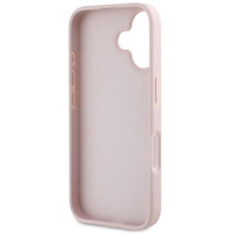 Guess PU Grained 4G Metal Logo Zadní Kryt pro iPhone 16 Růžová