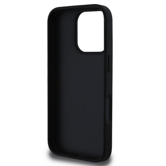 Guess PU Grained 4G Metal Logo Zadní Kryt pro iPhone 16 Pro Černá