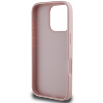 Guess PU Grained 4G Metal Logo Zadní Kryt pro iPhone 16 Pro Max Růžová