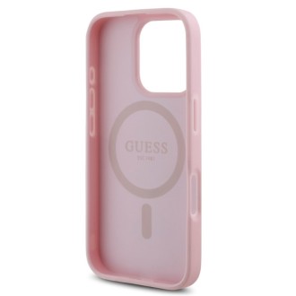 Guess PU Grained 4G Small Metal Logo MagSafe Zadní Kryt pro iPhone 16 Pro Růžová