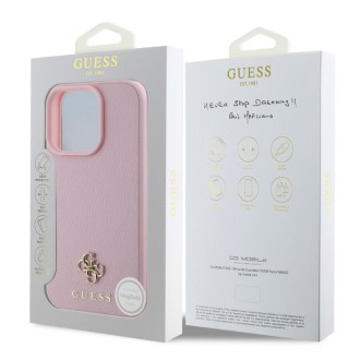 Guess PU Grained 4G Small Metal Logo MagSafe Zadní Kryt pro iPhone 16 Pro Růžová