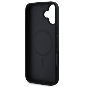 Guess PU Leather 4G Colored Ring MagSafe Zadní Kryt pro iPhone 16 Černá