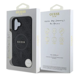 Guess PU Leather 4G Colored Ring MagSafe Zadní Kryt pro iPhone 16 Černá