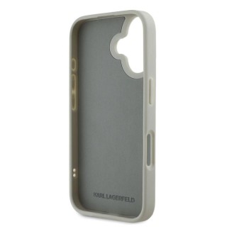 Karl Lagerfeld 3D Rubber Double Heads Zadní Kryt pro iPhone 16 Béžová