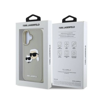 Karl Lagerfeld 3D Rubber Double Heads Zadní Kryt pro iPhone 16 Béžová
