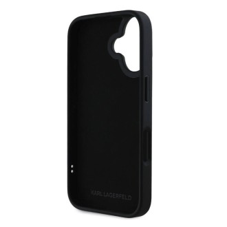 Karl Lagerfeld 3D Rubber Double Heads Zadní Kryt pro iPhone 16 Černá