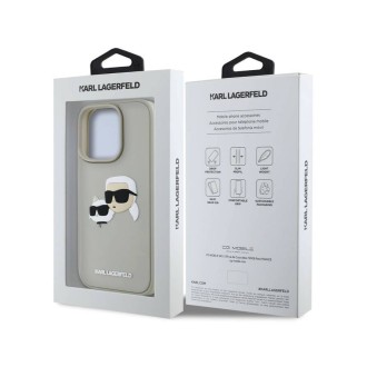 Karl Lagerfeld 3D Rubber Double Heads Zadní Kryt pro iPhone 16 Pro Béžová