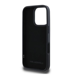 Karl Lagerfeld 3D Rubber Double Heads Zadní Kryt pro iPhone 16 Pro Černá