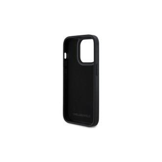 Karl Lagerfeld 3D Rubber Glitter Logo Zadní Kryt pro iPhone 13 Pro Černá