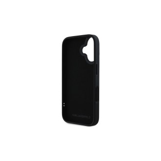 Karl Lagerfeld 3D Rubber Glitter Logo Zadní Kryt pro iPhone 16 Černá