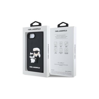Karl Lagerfeld 3D Rubber Karl and Choupette Zadní Kryt pro iPhone 16e Černá