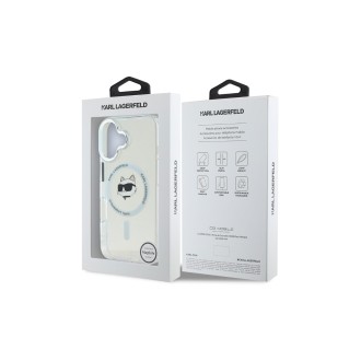 Karl Lagerfeld IML Choupette Head Metal Frame MagSafe Zadní Kryt pro iPhone 16 Průhledná