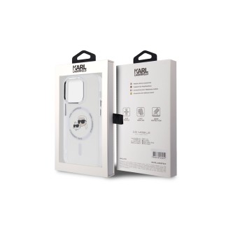 Karl Lagerfeld IML K&CH Heads Metal Frame MagSafe Zadní Kryt pro iPhone 15 Pro Průhledná