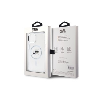 Karl Lagerfeld IML K&CH Heads Metal Frame MagSafe Zadní Kryt pro iPhone 15 Průhledná