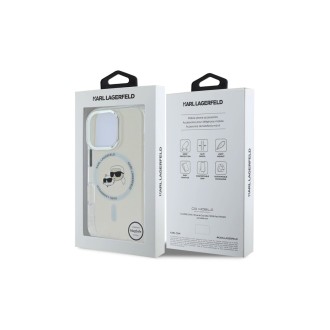 Karl Lagerfeld IML K&CH Heads Metal Frame MagSafe Zadní Kryt pro iPhone 16 Pro Průhledná