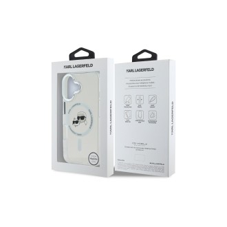 Karl Lagerfeld IML K&CH Heads Metal Frame MagSafe Zadní Kryt pro iPhone 16 Průhledná