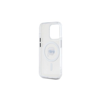 Karl Lagerfeld IML Karl Head Metal Frame MagSafe Zadní Kryt pro iPhone 15 Pro Průhledná