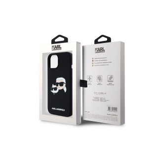 Karl Lagerfeld Liquid Silicone Double Heads MagSafe Zadní Kryt pro iPhone 15 Černá
