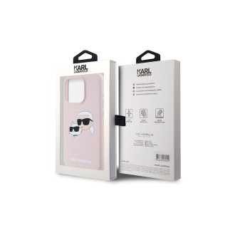 Karl Lagerfeld Liquid Silicone Double Heads MagSafe Zadní Kryt pro iPhone 15 Pro Růžová